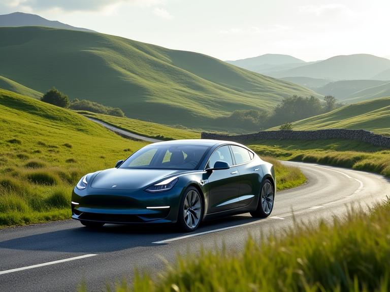 Electric Car in Irish Countryside
